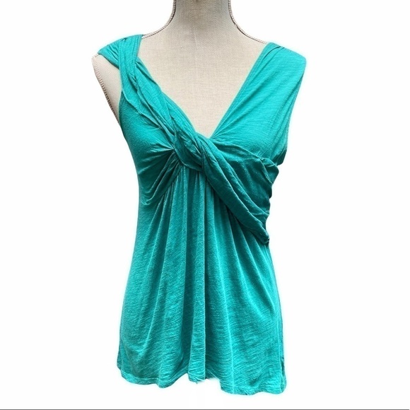 Anthropologie Tops - Anthropologie DELETTA Green Twisted V-Neck Sleeveless Top Size Small